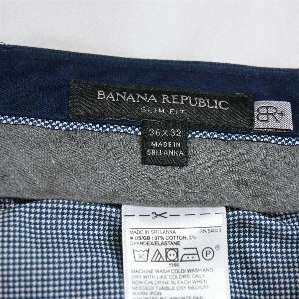 Banana Republic 36 x 32 Navy Blue‎ Woven Non Iron Slim Fit Dress Pants